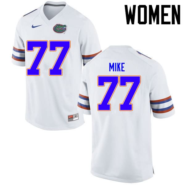 NCAA Florida Gators Andrew Mike Women's #77 Nike White Stitched Authentic College Football Jersey NLU7264AG